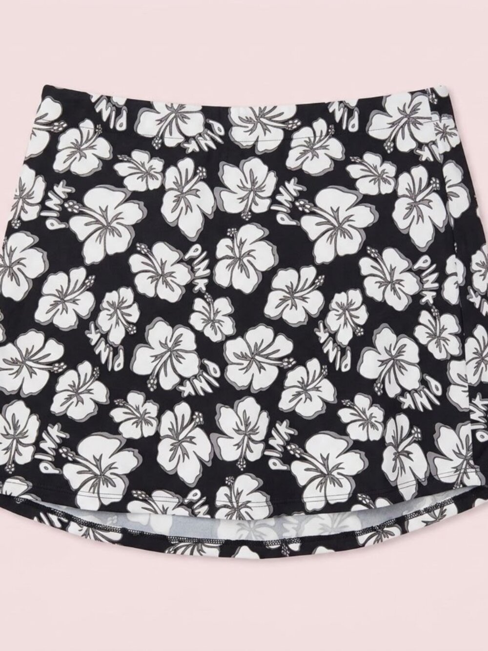 NWT PINK by Victoria's Secret Black & White Floral Hibiscus Swim Skirt